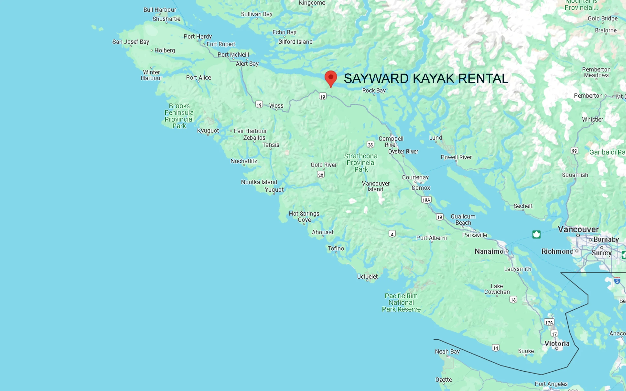 Alternative to kayak, canoe, paddle board rentals In Ahousat - Sayward Kayak Rental Map Alternative to kayak, canoe, paddle board rentals In Ahousat - Sayward Kayak Rental Map